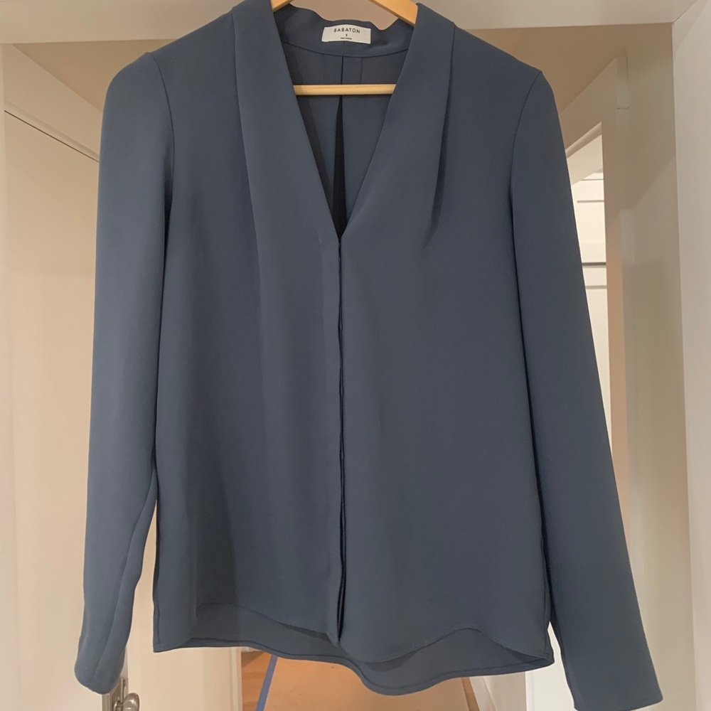 Aritzia Babaton Power Blouse - Small Medium Blue